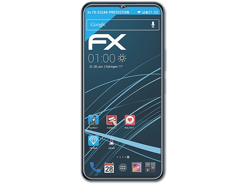 ATFOLIX 3x klar&stoßfest Displayschutz(für Vivo Y22s)