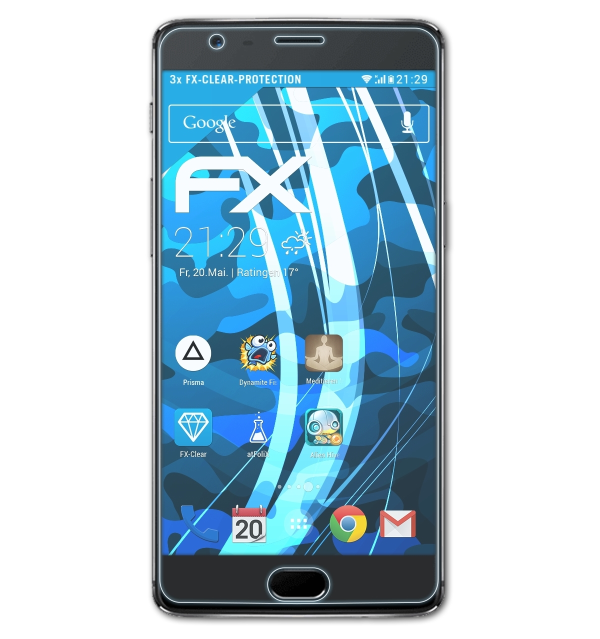 ATFOLIX Displayschutz(für OnePlus 3) 3x klar&stoßfest