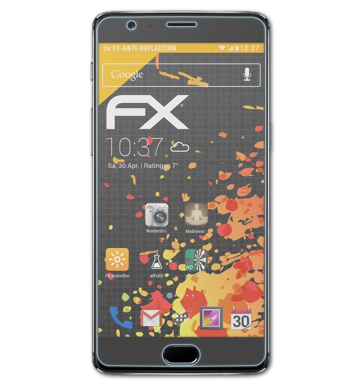ATFOLIX 3) Displayschutz(für matt&stoßfest OnePlus 3x