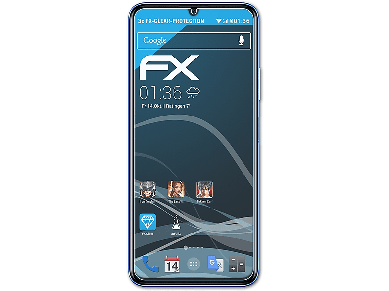 ATFOLIX 3x klar&stoßfest Displayschutz(für Huawei Y70) Nova