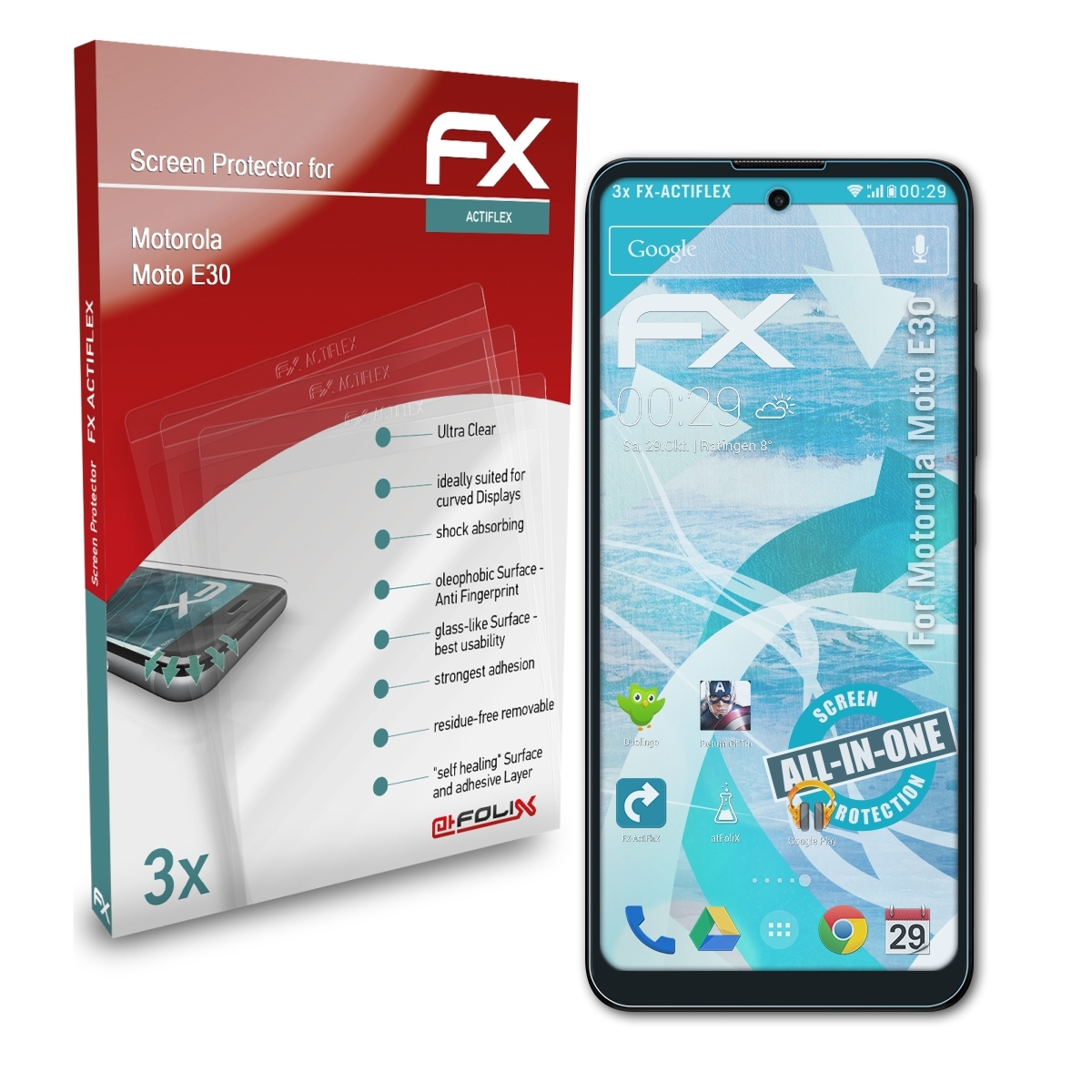 FX-ActiFleX ATFOLIX Moto 3x Motorola Displayschutz(für E30)
