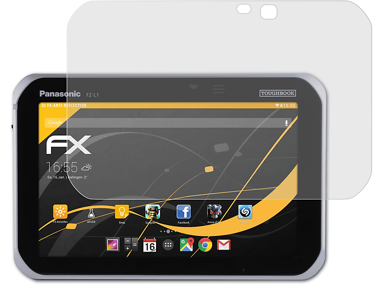 ATFOLIX 2x FX-Antireflex Displayschutz(für Panasonic Toughbook FZ-L1) | Tabletschutzfolien