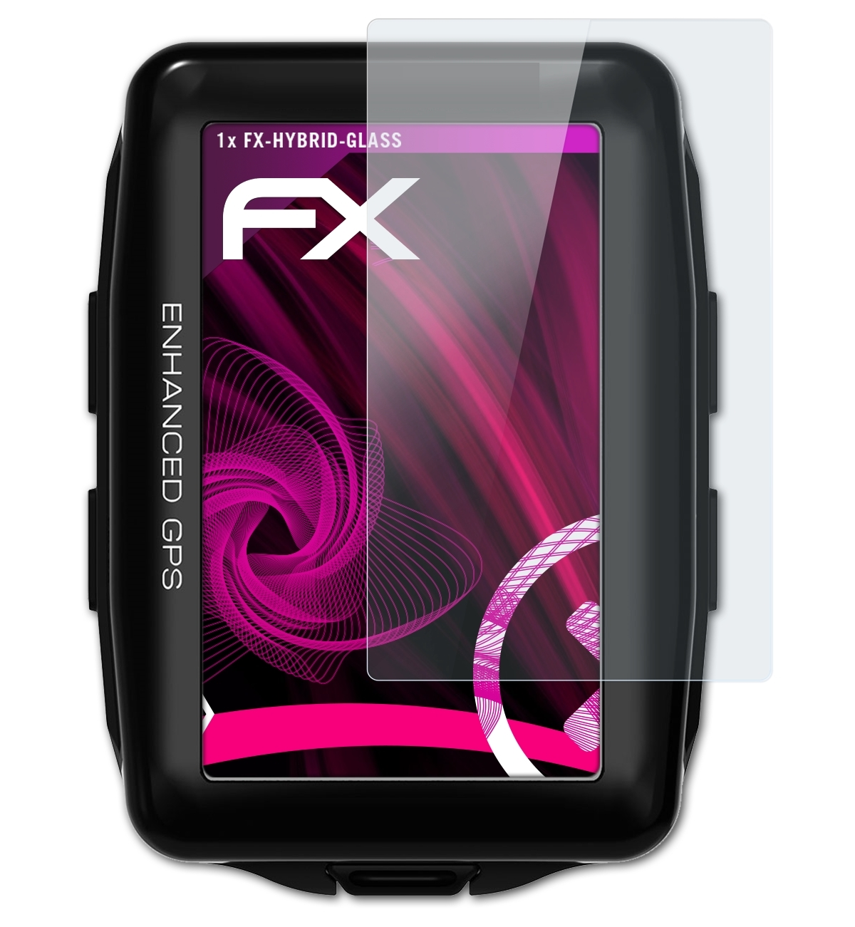 ATFOLIX FX-Hybrid-Glass Schutzglas(für Lezyne Mega XL GPS)