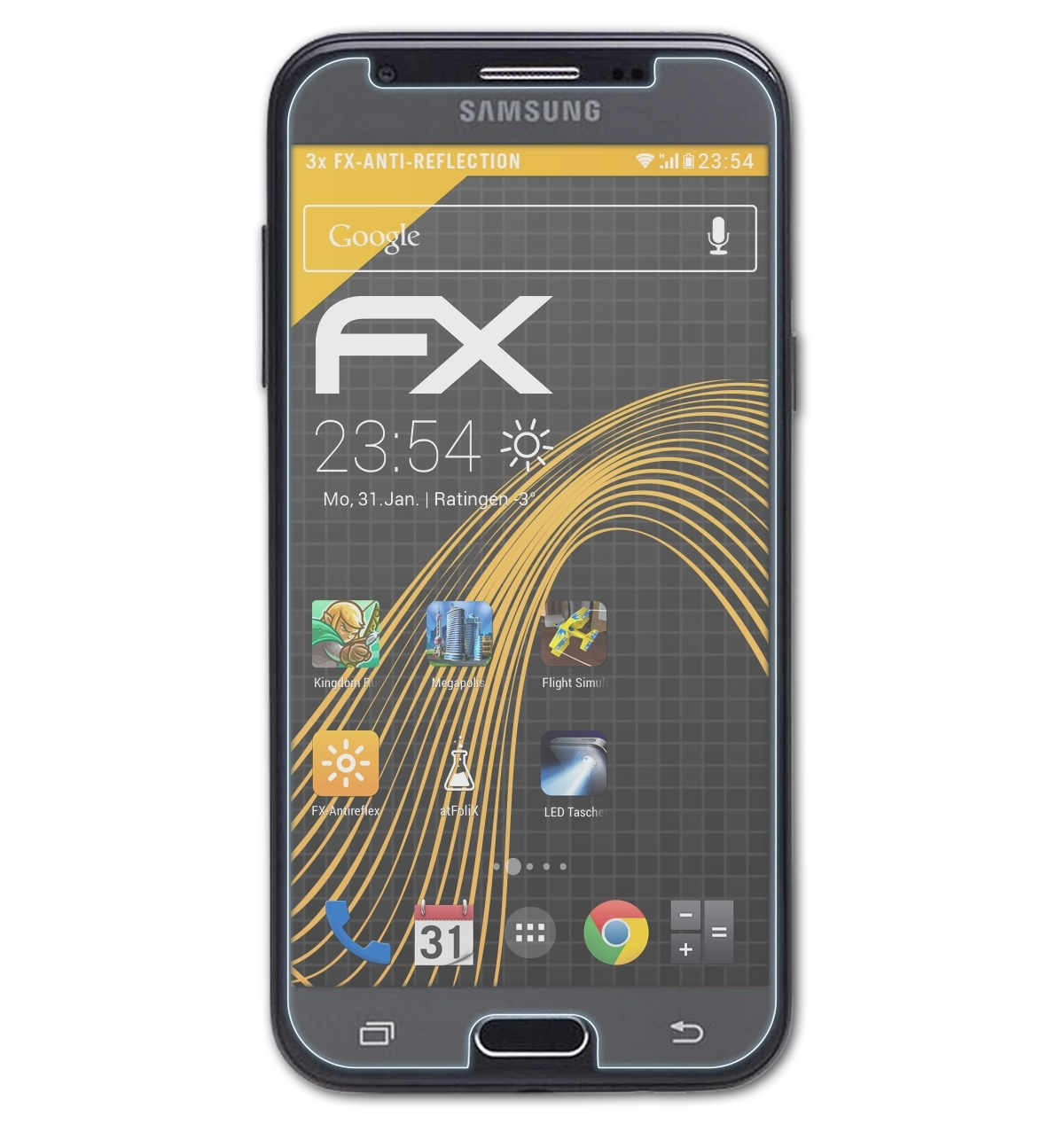 ATFOLIX 3x Galaxy Wide2) Samsung FX-Antireflex Displayschutz(für