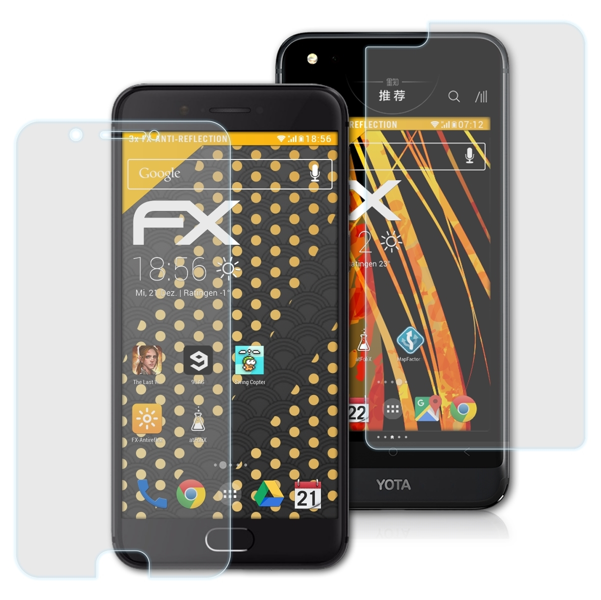 ATFOLIX Devices Yota YotaPhone FX-Antireflex 3) Displayschutz(für 3x