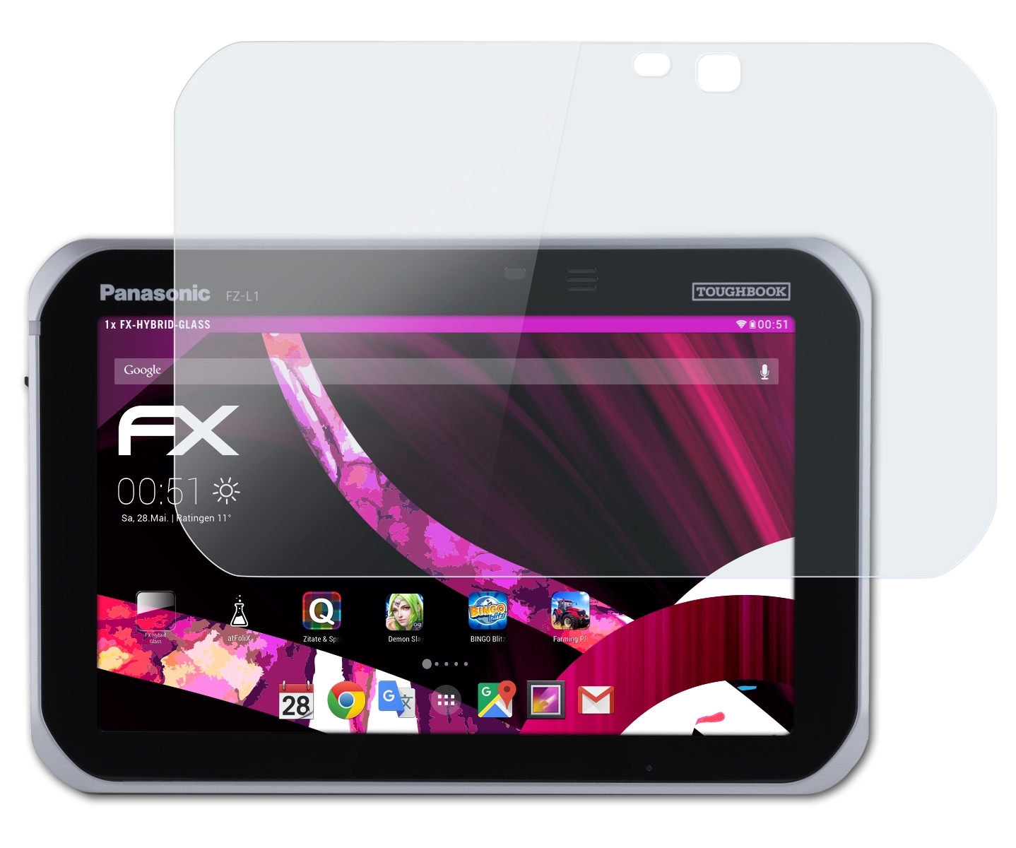 Toughbook FX-Hybrid-Glass ATFOLIX FZ-L1) Schutzglas(für Panasonic