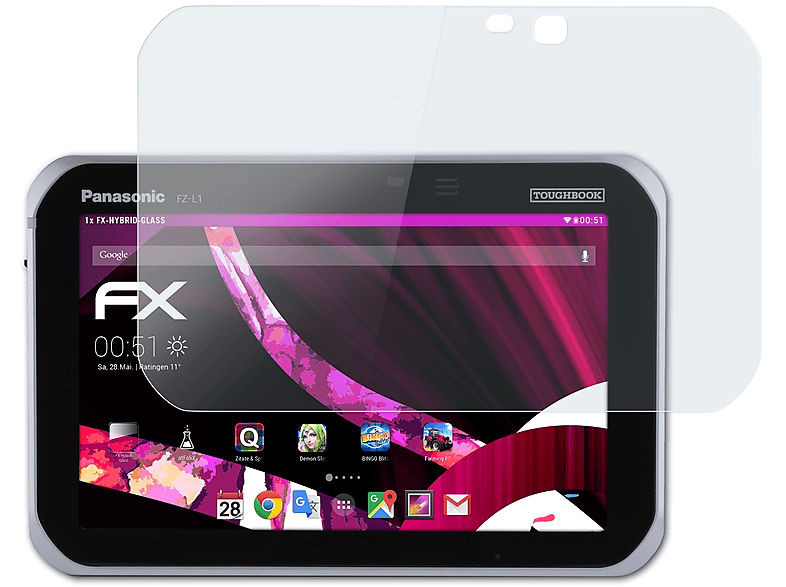 ATFOLIX FX-Hybrid-Glass Schutzglas(für Panasonic Toughbook FZ-L1)