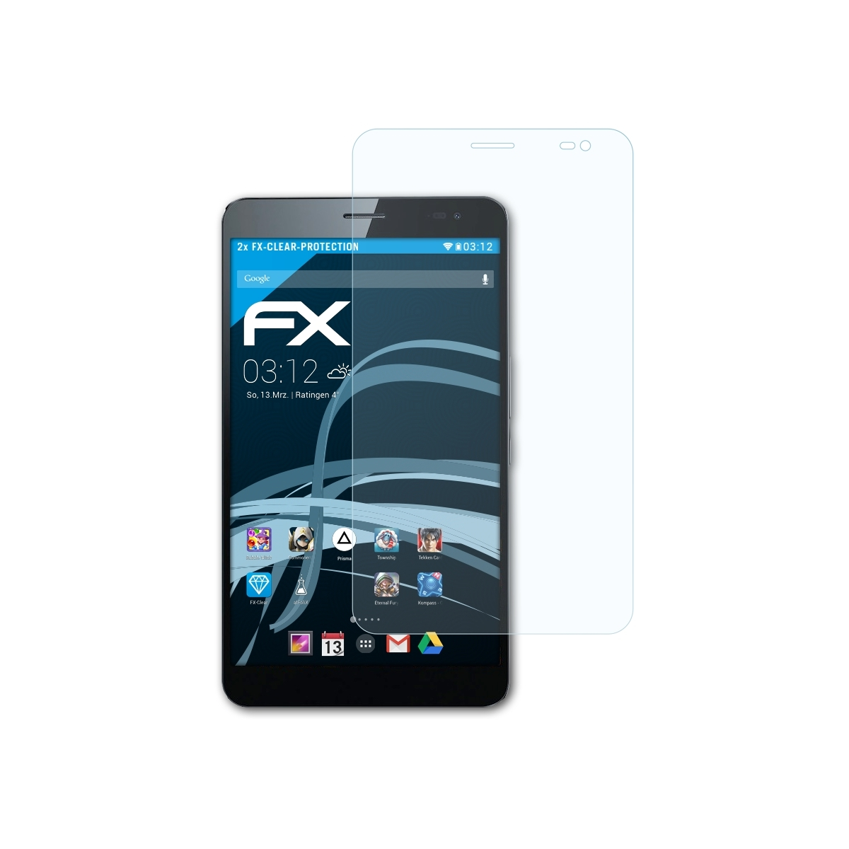 X1) Displayschutz(für Huawei ATFOLIX MediaPad 2x FX-Clear
