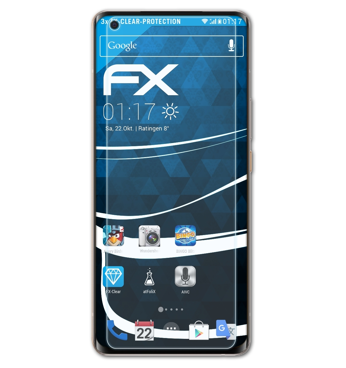 3x Displayschutz(für Vivo FX-Clear X50 ATFOLIX Plus) Pro