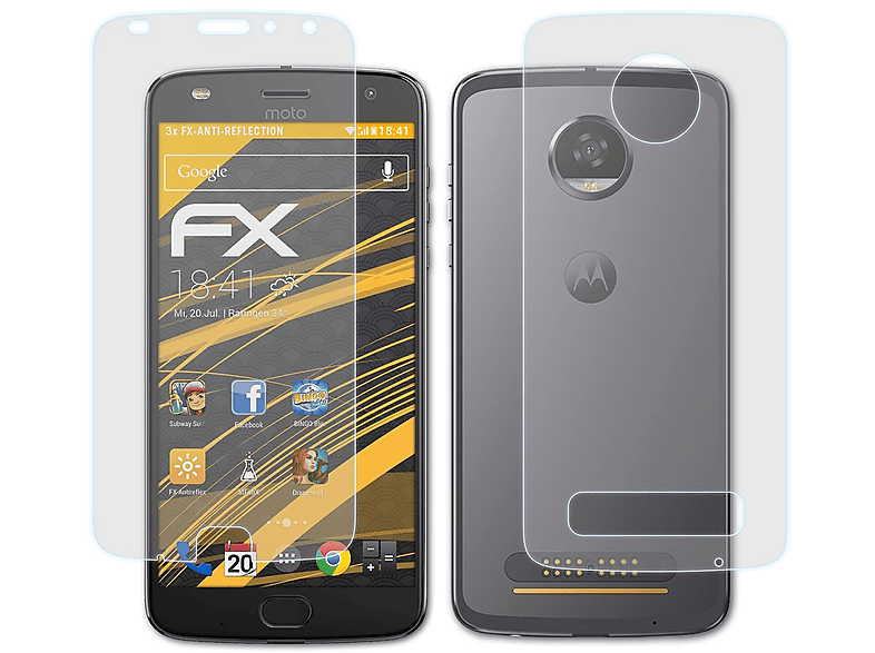 ATFOLIX 3x Moto Play) Motorola Lenovo Displayschutz(für FX-Antireflex Z2