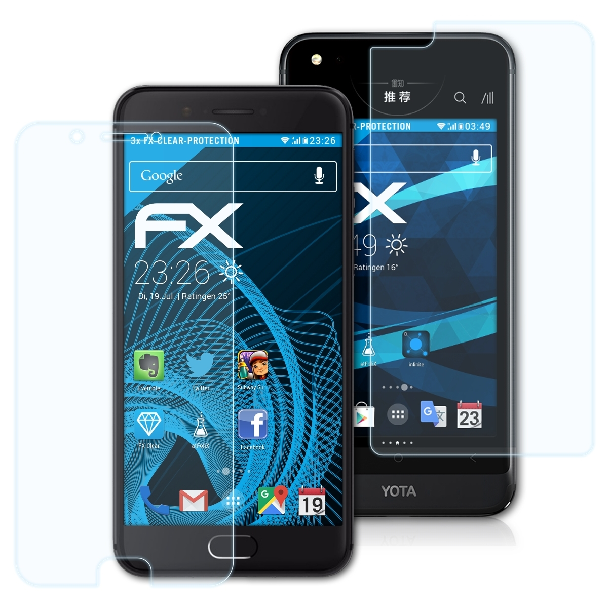ATFOLIX 3x YotaPhone FX-Clear 3) Displayschutz(für Devices Yota