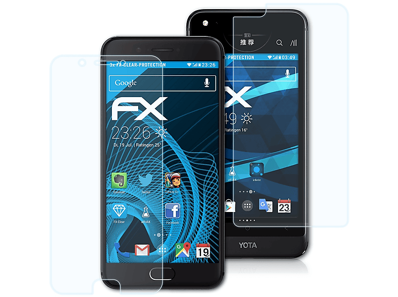 ATFOLIX 3x FX-Clear Displayschutz(für Yota Devices YotaPhone 3)