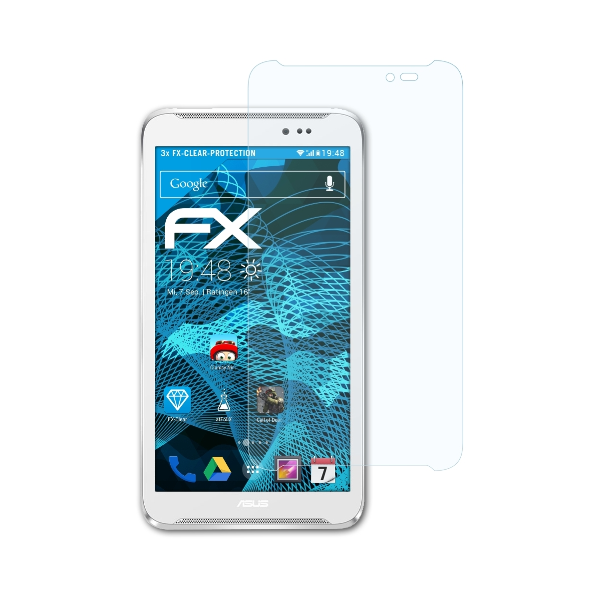 ATFOLIX 3x FX-Clear Displayschutz(für Note Asus 6) Fonepad