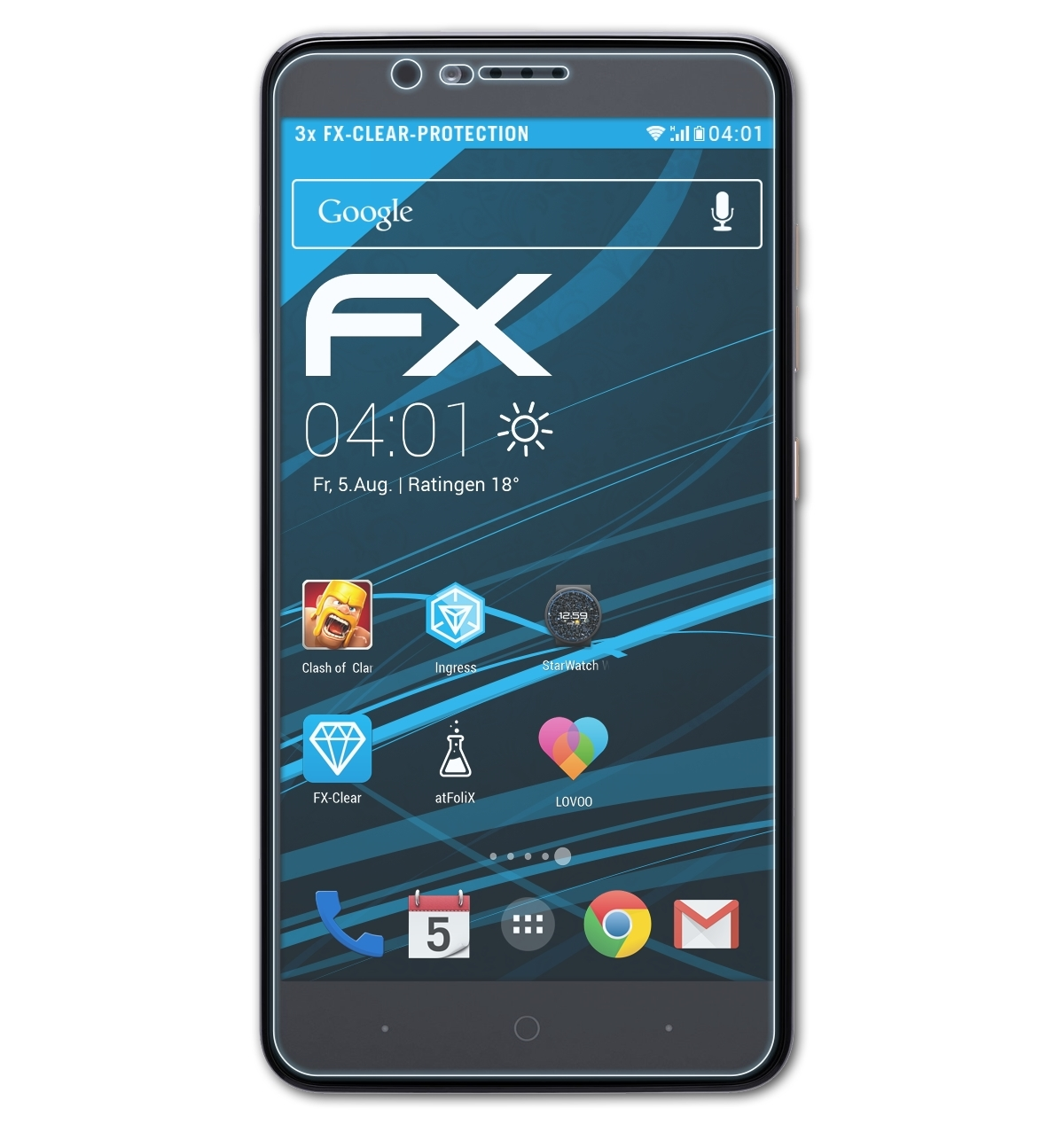 3x ATFOLIX (Z982)) Pro ZTE FX-Clear ZMax Displayschutz(für