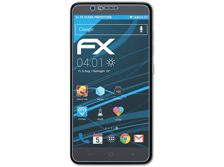 3x ATFOLIX (Z982)) Pro ZTE FX-Clear ZMax Displayschutz(für