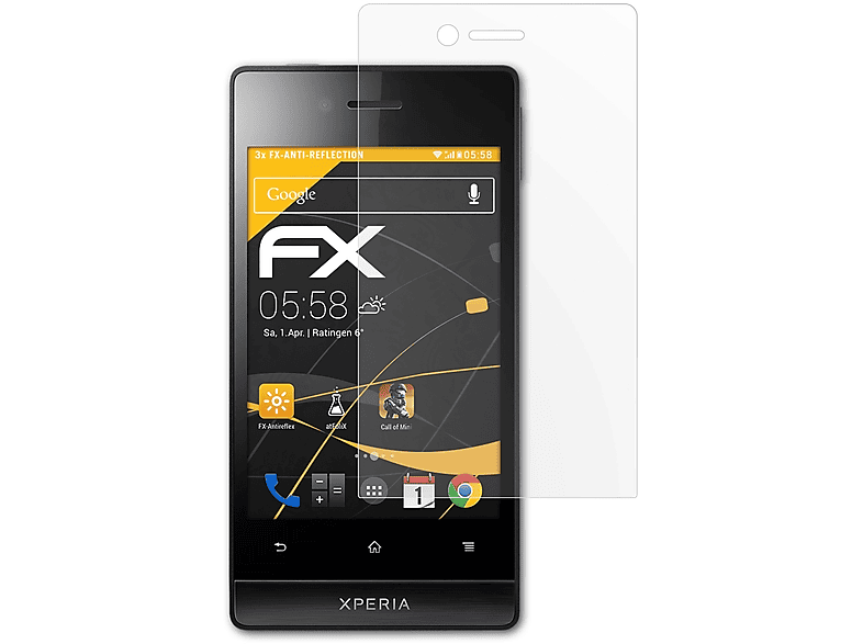 Miro) 3x ATFOLIX Displayschutz(für FX-Antireflex Xperia Sony
