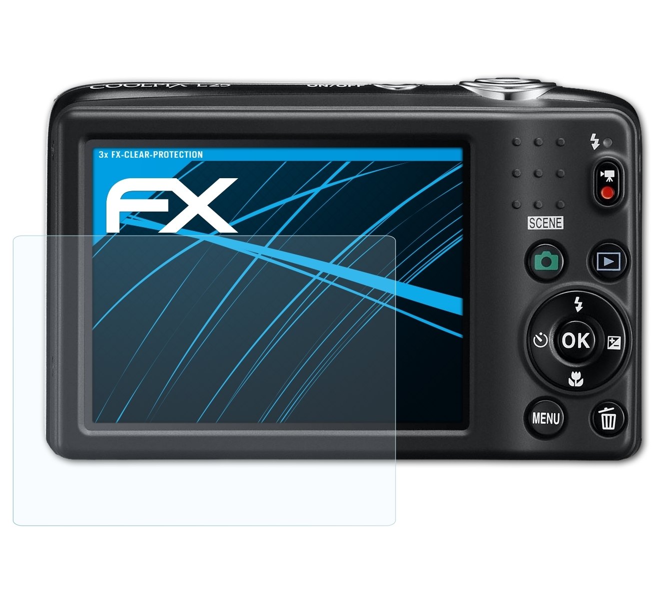 L25) Displayschutz(für Coolpix Nikon ATFOLIX FX-Clear 3x
