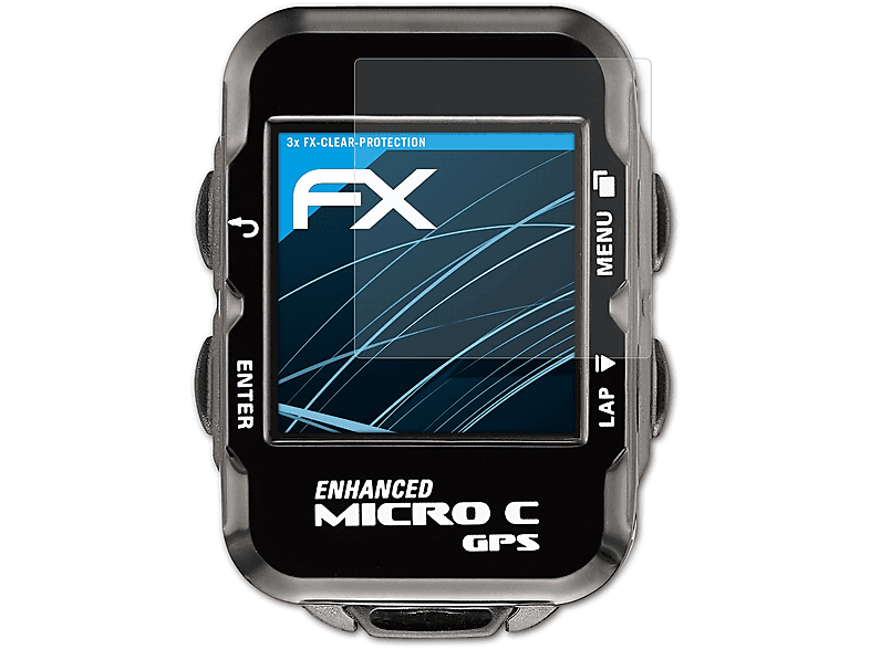 ATFOLIX 3x FX-Clear Displayschutz(für Lezyne Micro C GPS)