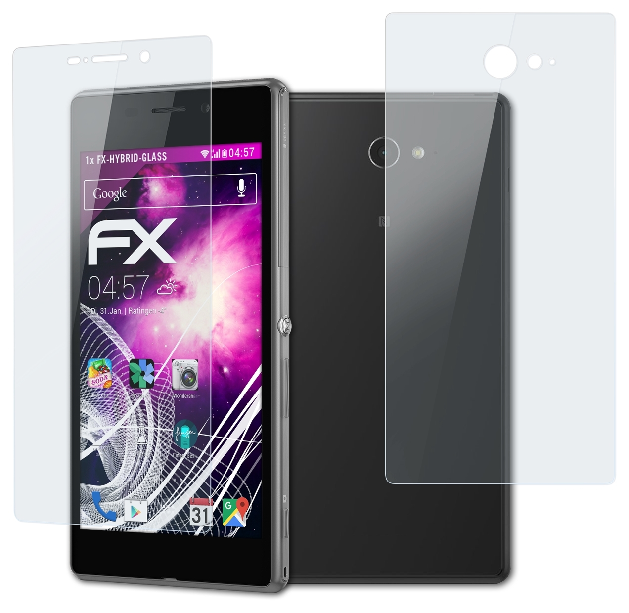 ATFOLIX FX-Hybrid-Glass Schutzglas(für Sony Xperia Aqua) M2