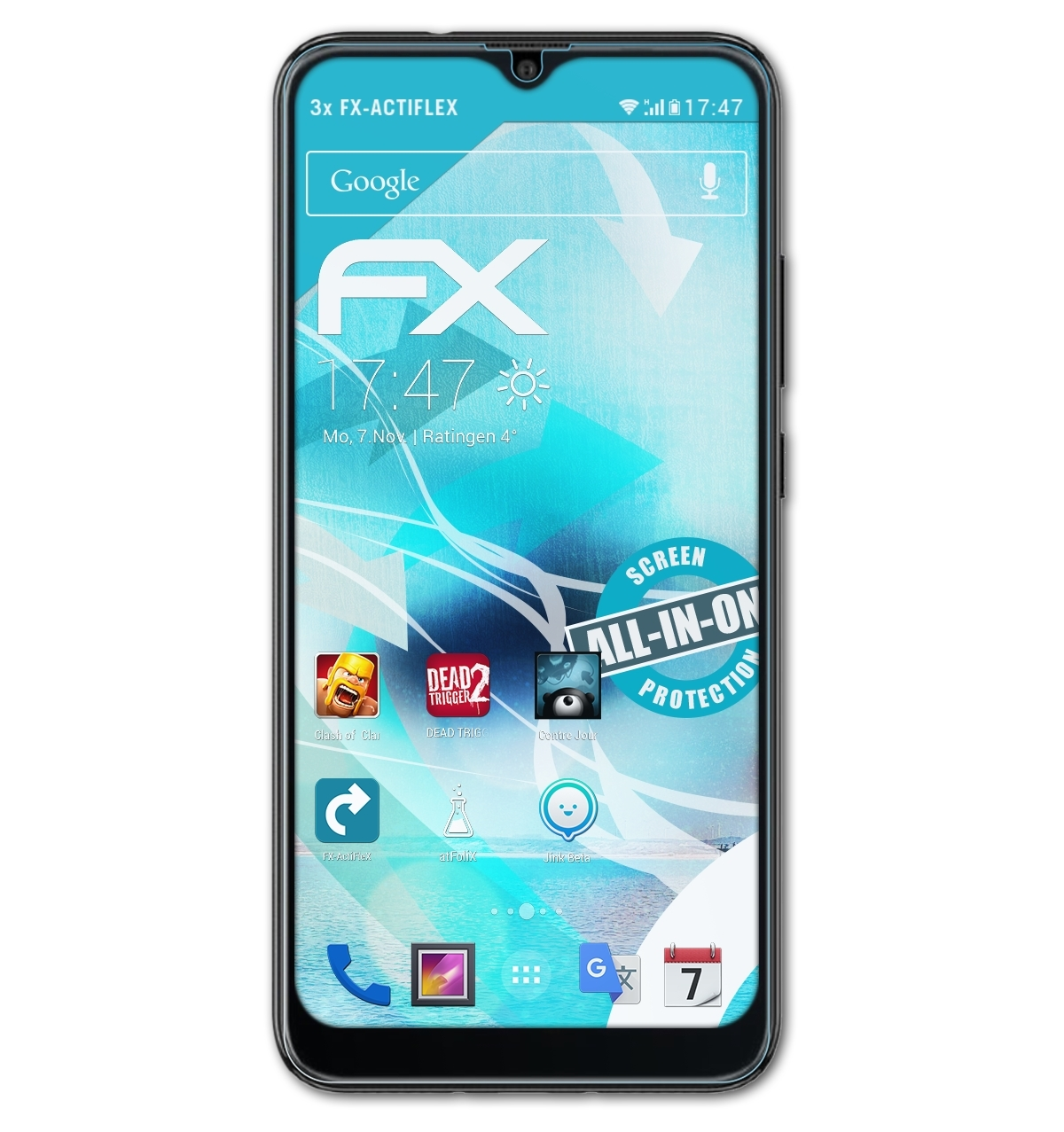 HTC 3x E2) Displayschutz(für ATFOLIX Wildfire FX-ActiFleX