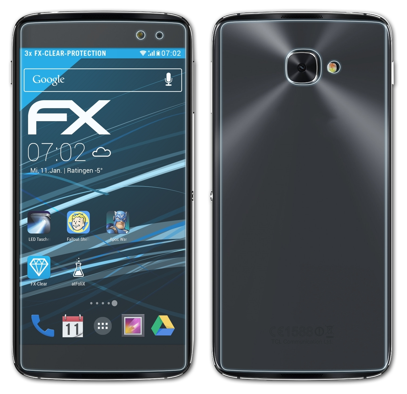 ATFOLIX 3x FX-Clear Displayschutz(für One Idol Alcatel 4S) Touch