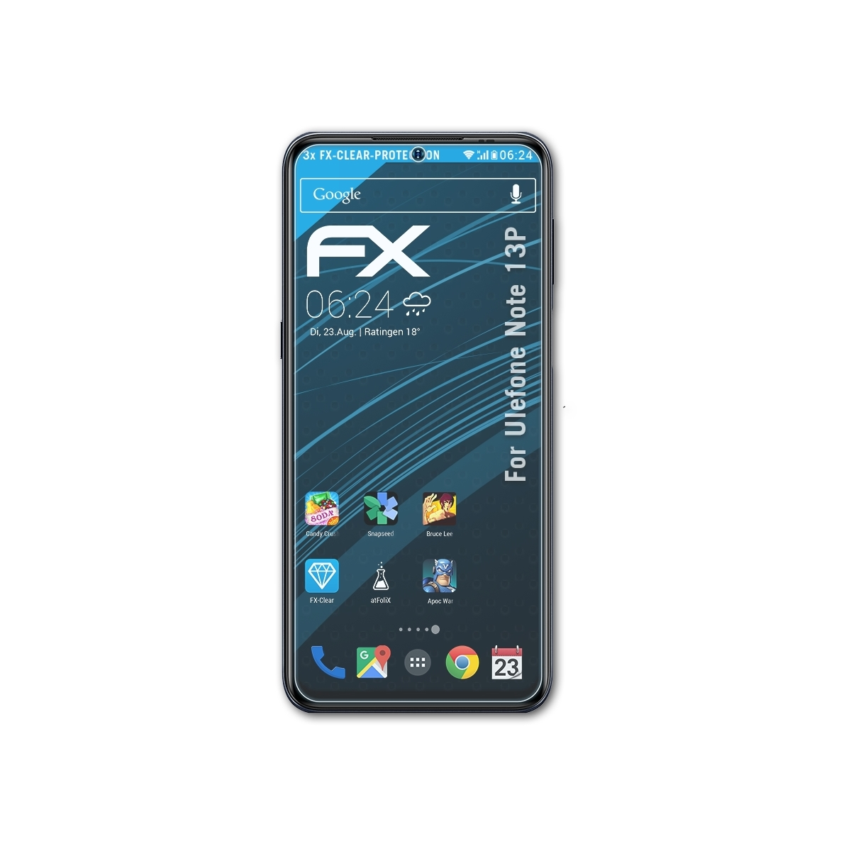 Ulefone Displayschutz(für 3x 13P) FX-Clear ATFOLIX Note