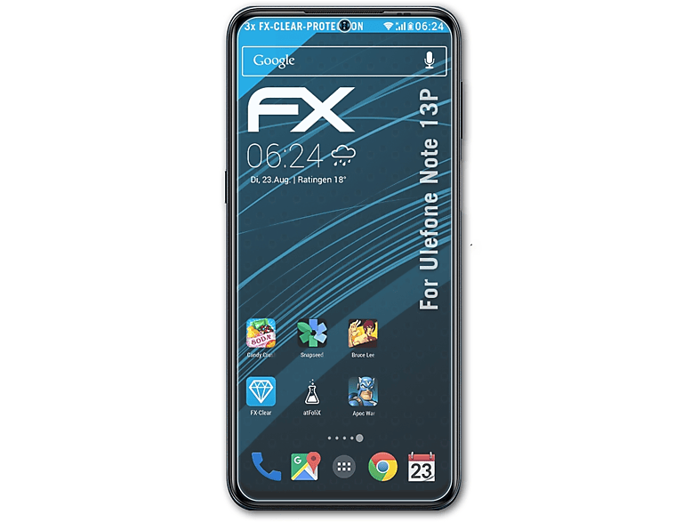 13P) ATFOLIX 3x Displayschutz(für Note FX-Clear Ulefone