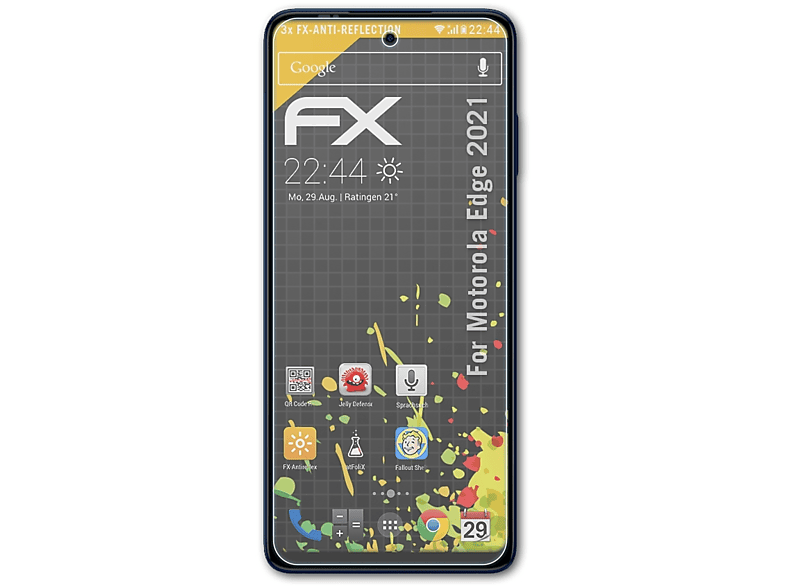(2021)) Displayschutz(für 3x Motorola Edge FX-Antireflex ATFOLIX