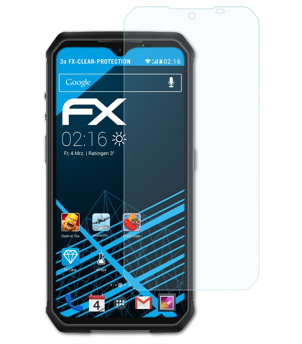 ATFOLIX 3x FX-Clear Displayschutz(für 9E) Ulefone Armor
