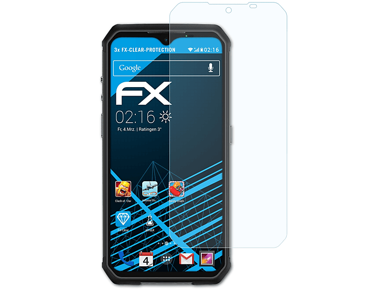 ATFOLIX 3x FX-Clear Displayschutz(für Ulefone Armor 9E)