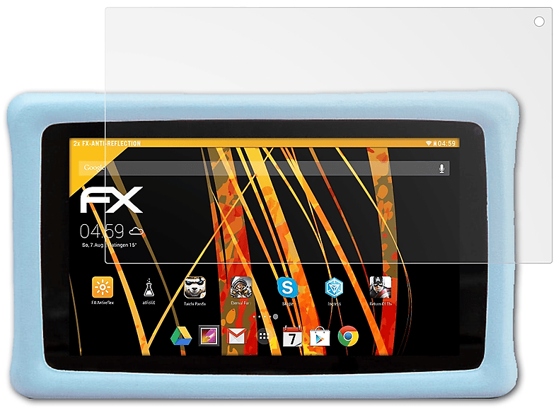 ATFOLIX 2x FX-Antireflex Displayschutz(für Pebble Gear Frozen 2 Kids Tablet)