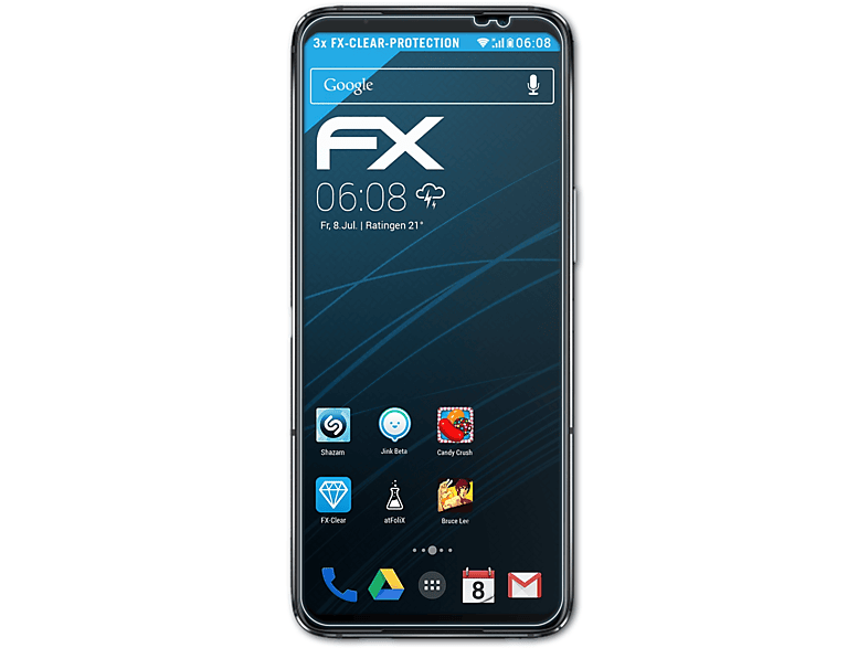 ATFOLIX 3x klar&stoßfest Displayschutz(für Asus ROG Phone 6)