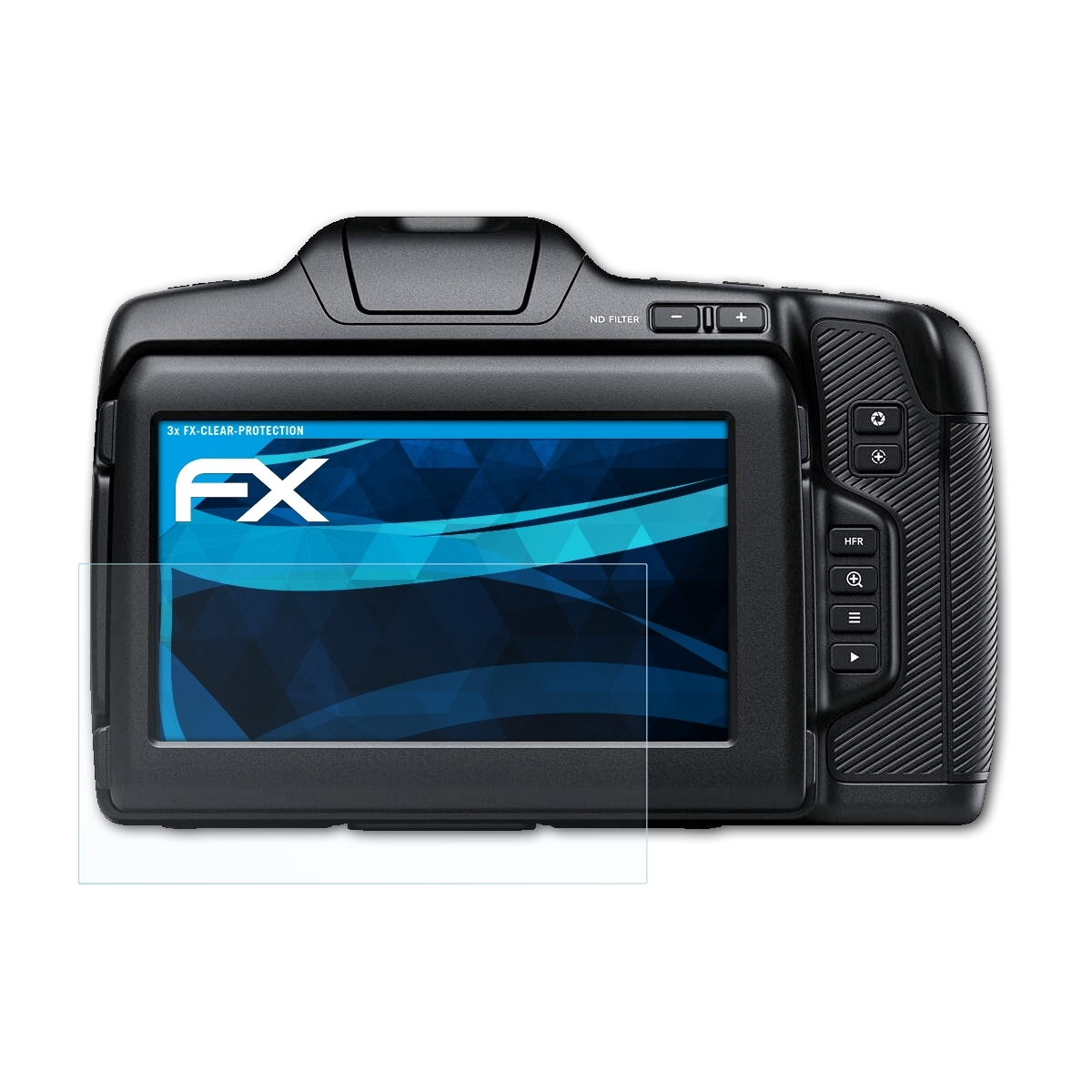 ATFOLIX Pocket Blackmagic 6K Cinema 3x klar&stoßfest Design Displayschutz(für Camera Pro)