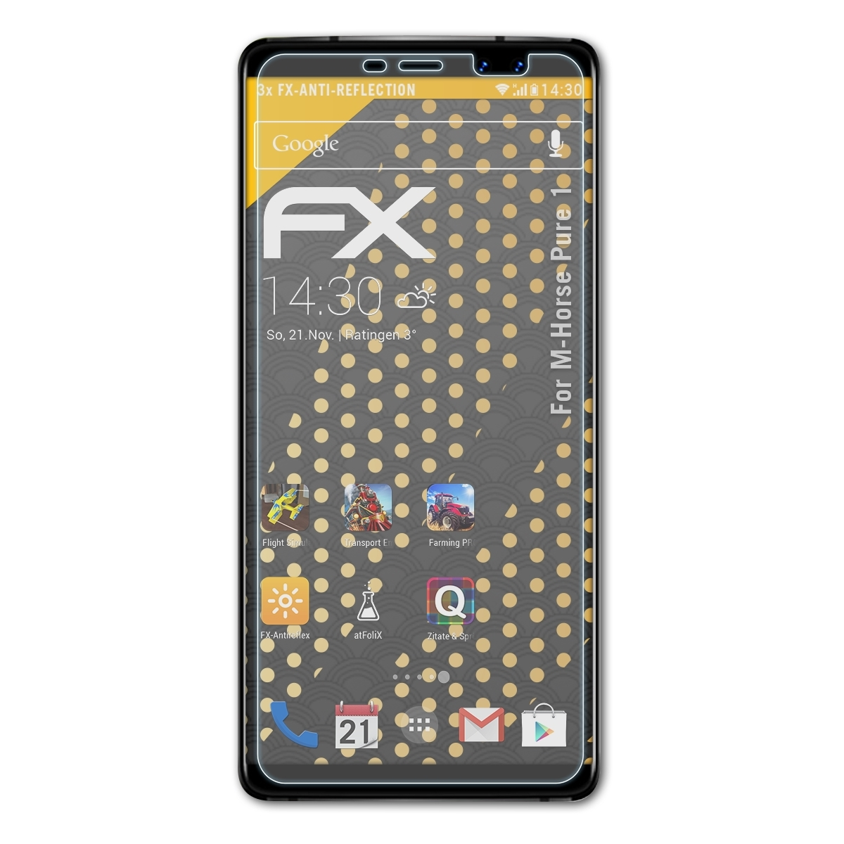 ATFOLIX 3x FX-Antireflex Displayschutz(für M-Horse 1) Pure