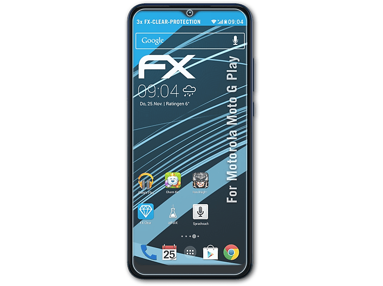 Moto Play) Displayschutz(für ATFOLIX 3x Motorola G FX-Clear