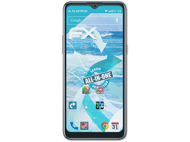 HTC 20+) 3x Desire FX-ActiFleX Displayschutz(für ATFOLIX