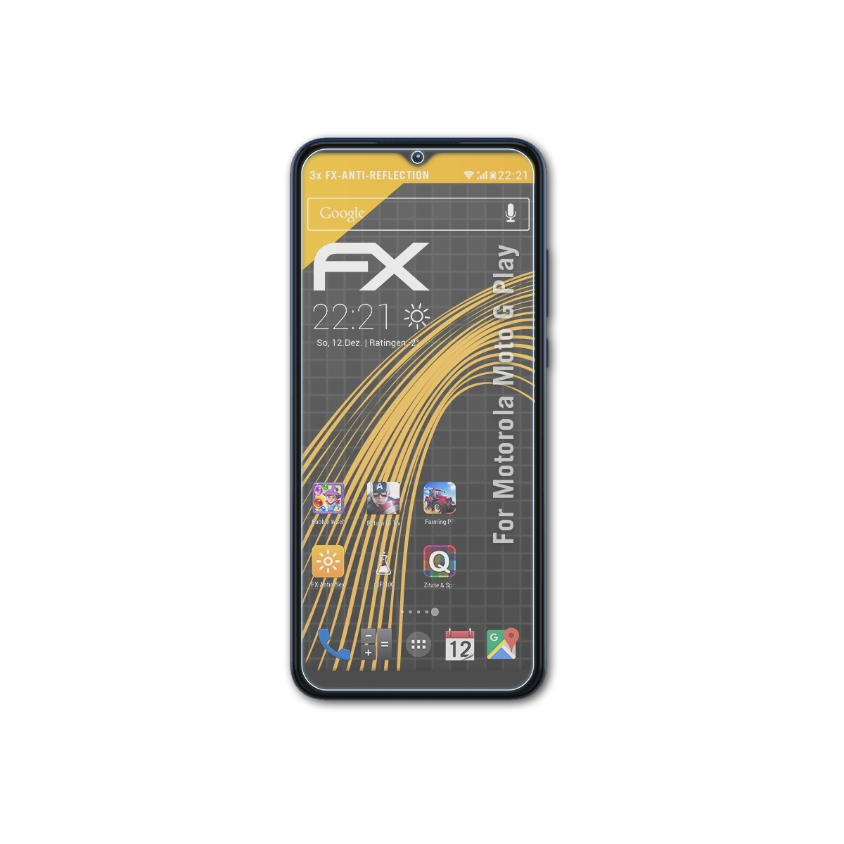 ATFOLIX 3x FX-Antireflex Displayschutz(für Motorola Play) Moto G