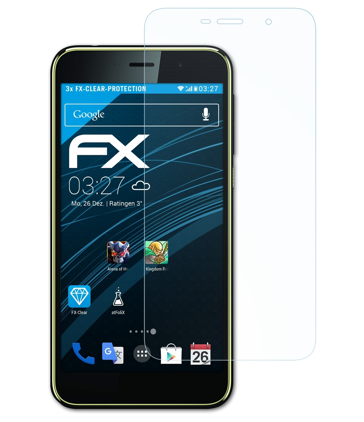 ATFOLIX 3x FX-Clear Displayschutz(für HTC Desire 10 Compact)
