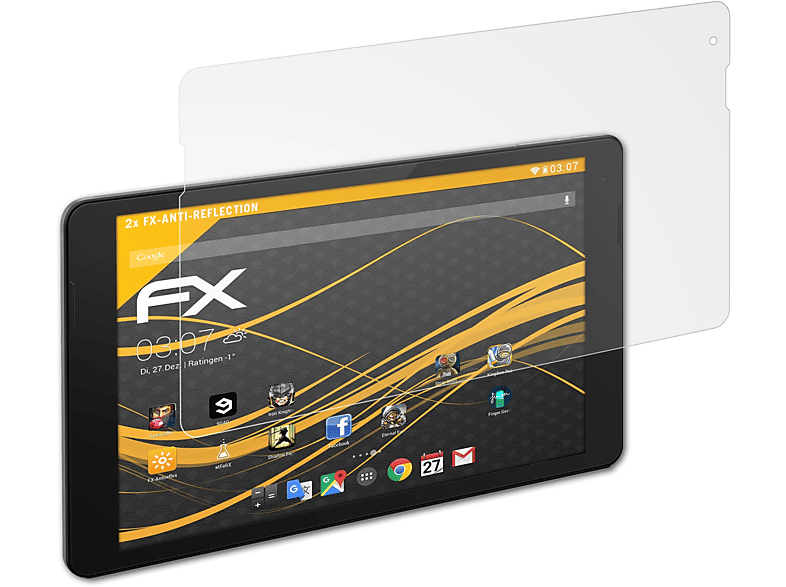 ATFOLIX 2x FX-Antireflex Displayschutz(für Trekstor Primetab P10 LTE) | Tabletschutzfolien