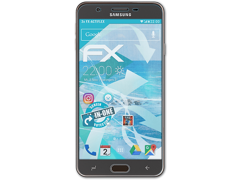Samsung Prime) Displayschutz(für 3x Galaxy On7 ATFOLIX FX-ActiFleX