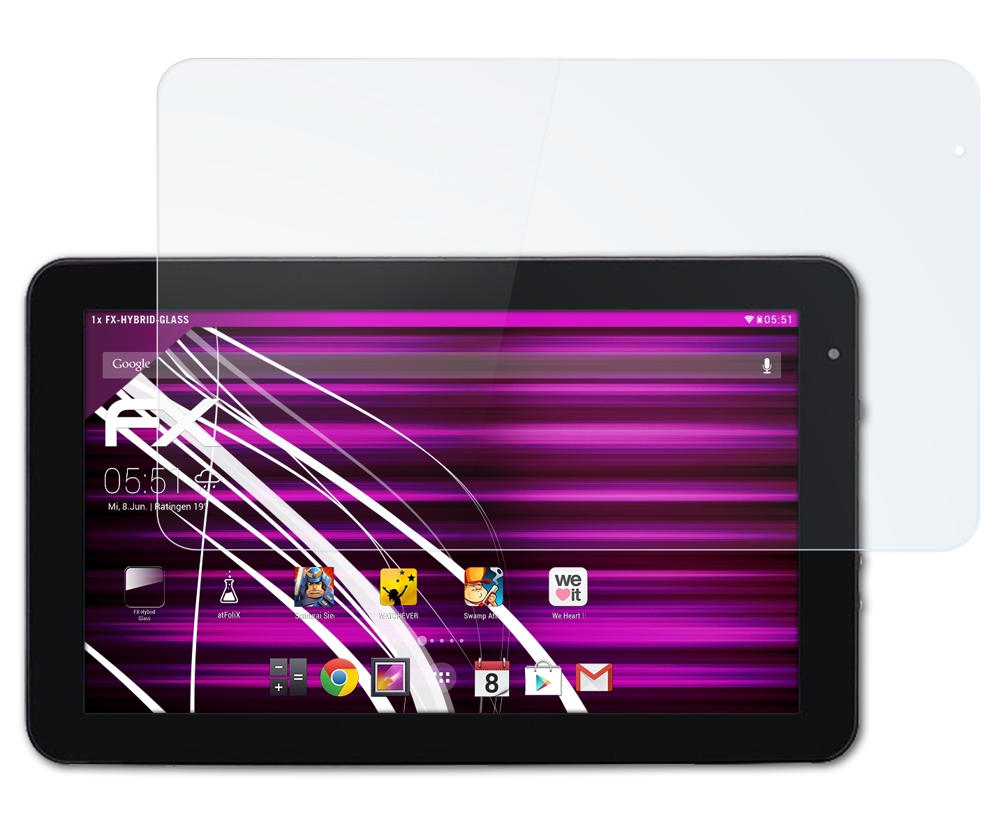 ATFOLIX FX-Hybrid-Glass Schutzglas(für (MD1001)) XE10D Tablet-PC JAY-tech