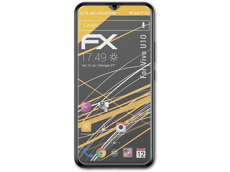 ATFOLIX 3x FX-Antireflex Displayschutz(für Vivo U10) | Displayschutzfolien & Gläser