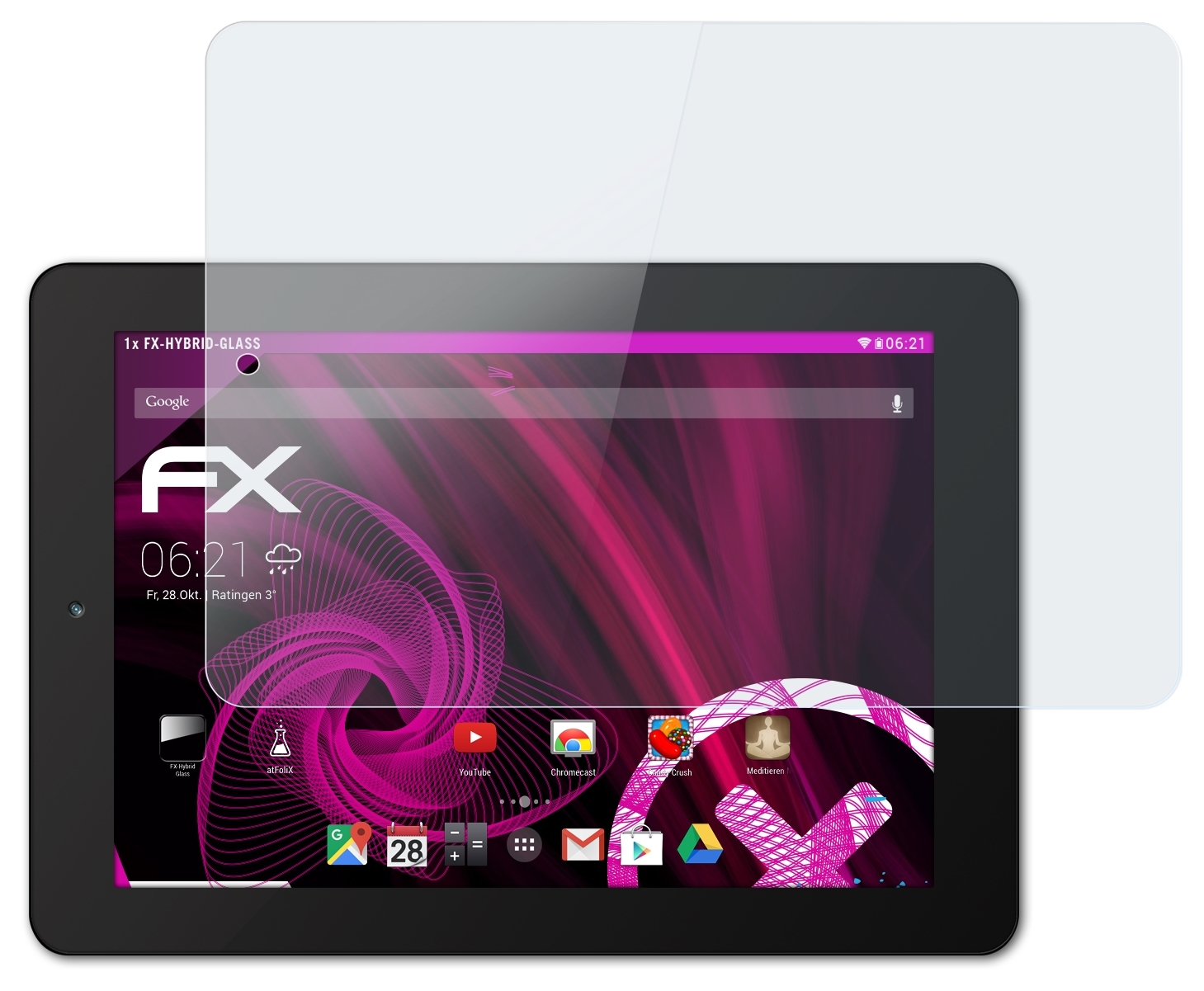 ATFOLIX FX-Hybrid-Glass Schutzglas(für Odys 4) PC Tablet