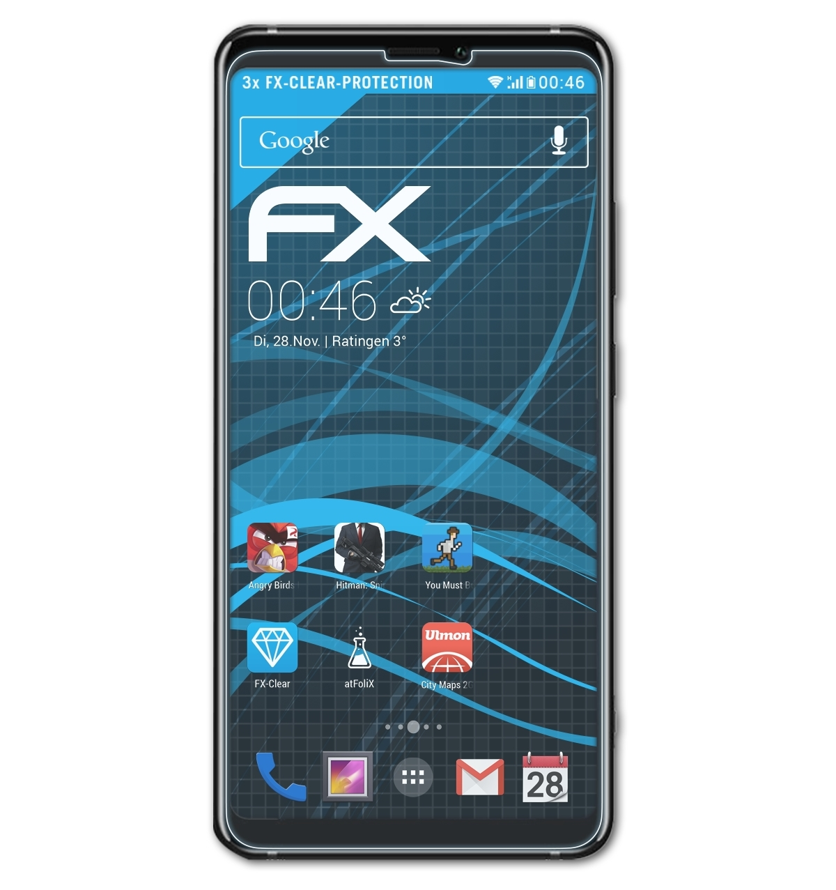 ATFOLIX 3x FX-Clear Displayschutz(für Huawei 10) Note Honor