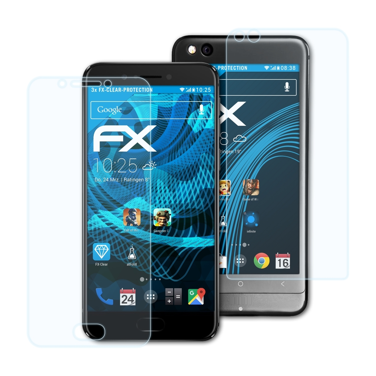 ATFOLIX 3x Yota Devices 3 YotaPhone Displayschutz(für FX-Clear Plus)