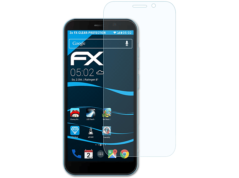 klar&stoßfest ATFOLIX X97) Displayschutz(für 3x DOOGEE