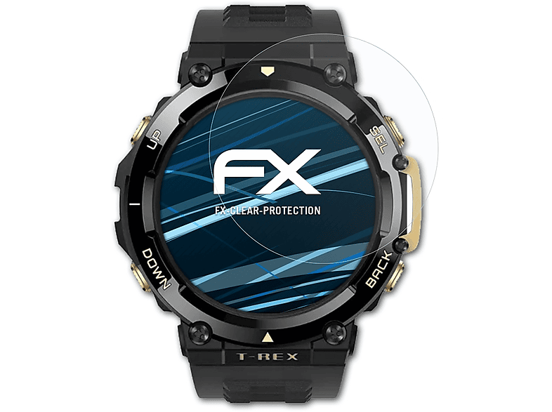ATFOLIX 3x klar&stoßfest Displayschutz(für Amazfit T-Rex 2)