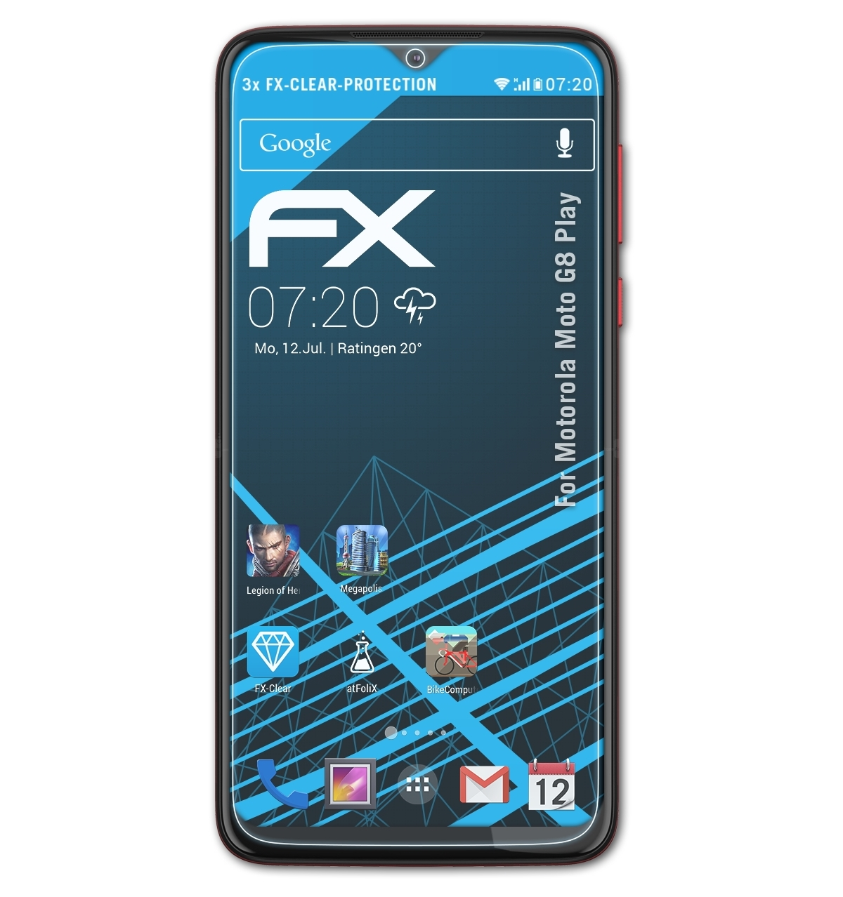 ATFOLIX 3x FX-Clear Displayschutz(für Play) Moto G8 Motorola