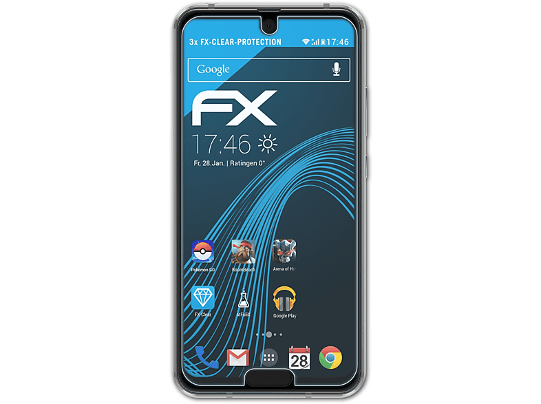 ATFOLIX 3x FX-Clear Displayschutz(für Sharp Compact) Aquos R2