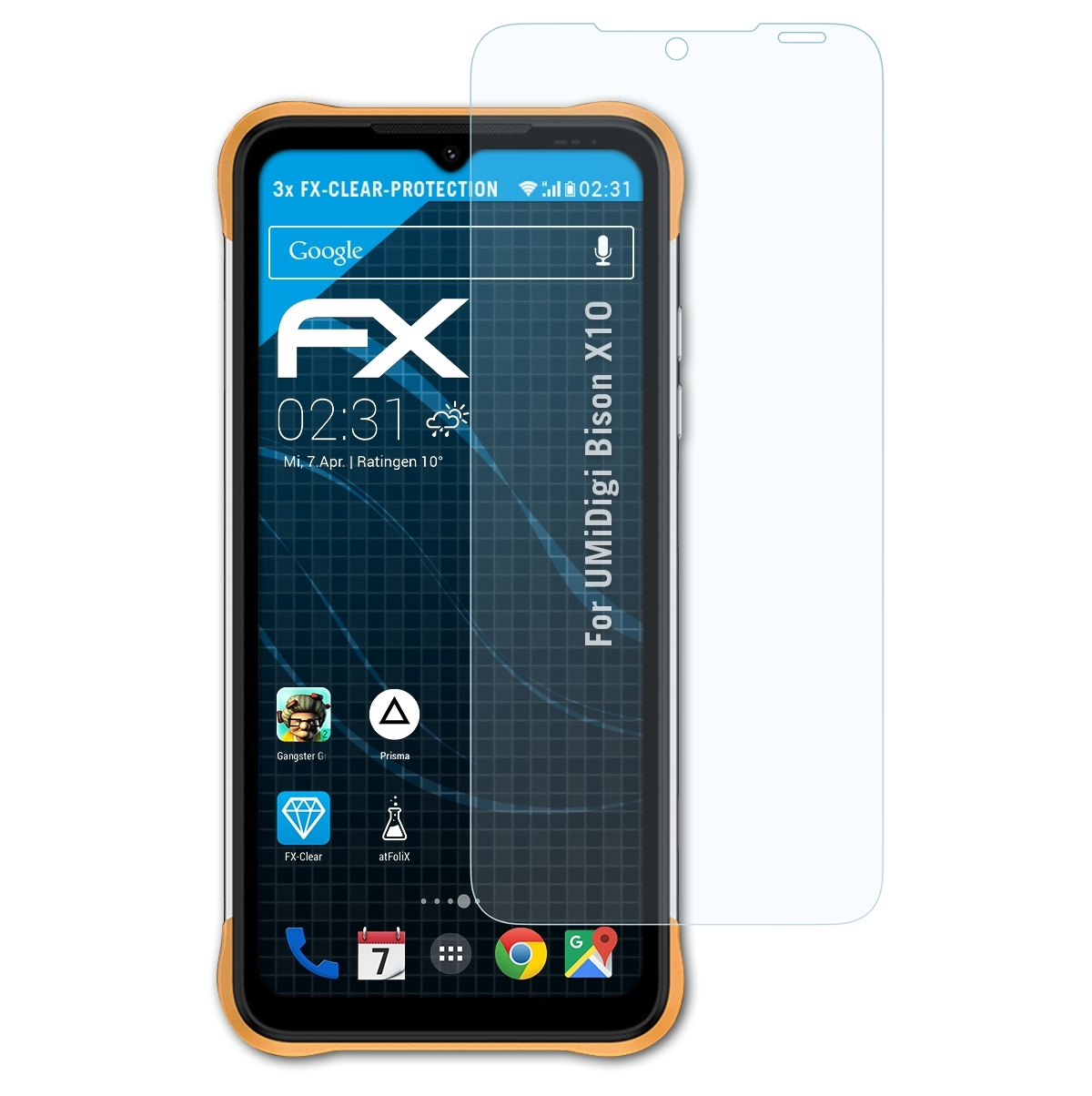 ATFOLIX 3x FX-Clear X10) Bison Displayschutz(für UMiDigi